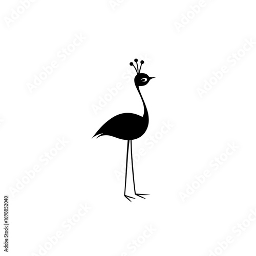 guinea fowl. guinea fowl simple black and white line art vector logo