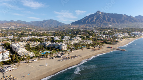 Aerial view of La Concha and Puerto Banús beach
