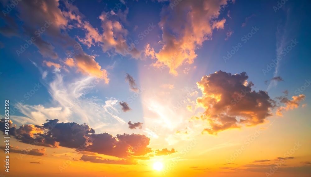 Fototapeta premium Dramatic sunset sky panorama
