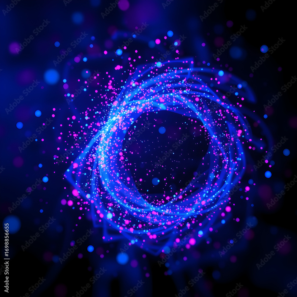 Obraz premium Abstract cosmic wave with glowing particles
