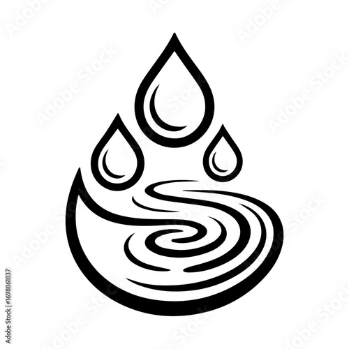 Flowing water with falling droplets, symbolizing purity and refreshment.