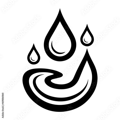 Abstract symbol of clean water drops falling into cupped hands, representing purity and conservation.