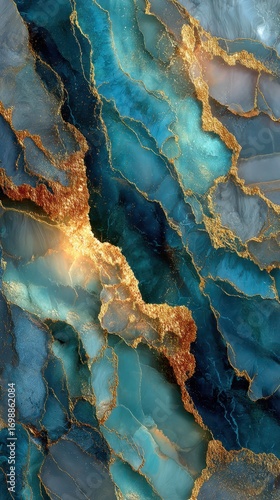 Wallpaper Mural Intricate abstract design featuring rich blue tones and shimmering gold accents in a modern contemporary style Torontodigital.ca