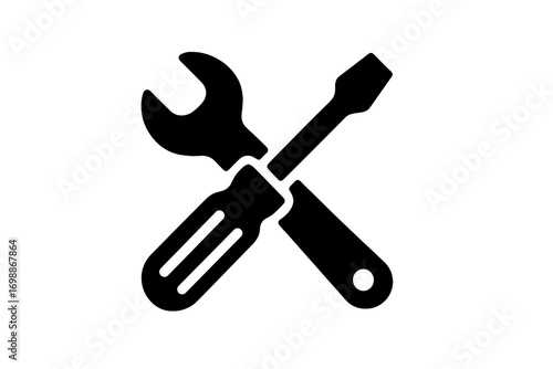 Tools crossed in a design representing repair work and maintenance tasks