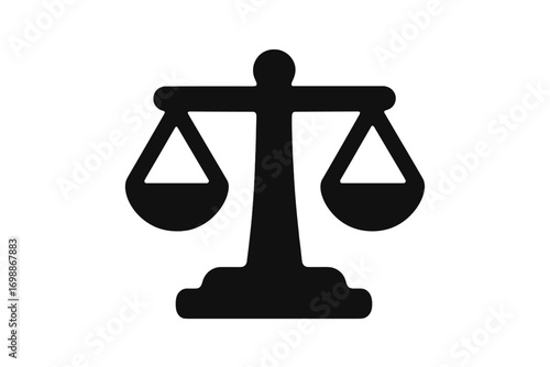 Symbol of justice and balance representing law and order in society depicted in a simple black design