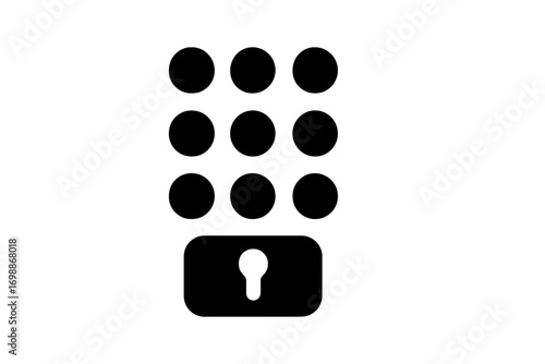 Numeric keypad with lock icon representing security and privacy in digital technology
