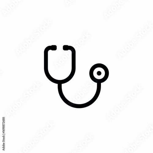 Simple black outline icon of a stethoscope on a white background