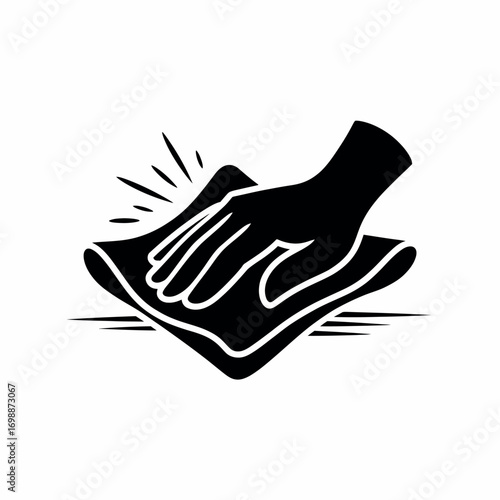 Hand wiping surface with cloth for cleaning and hygiene