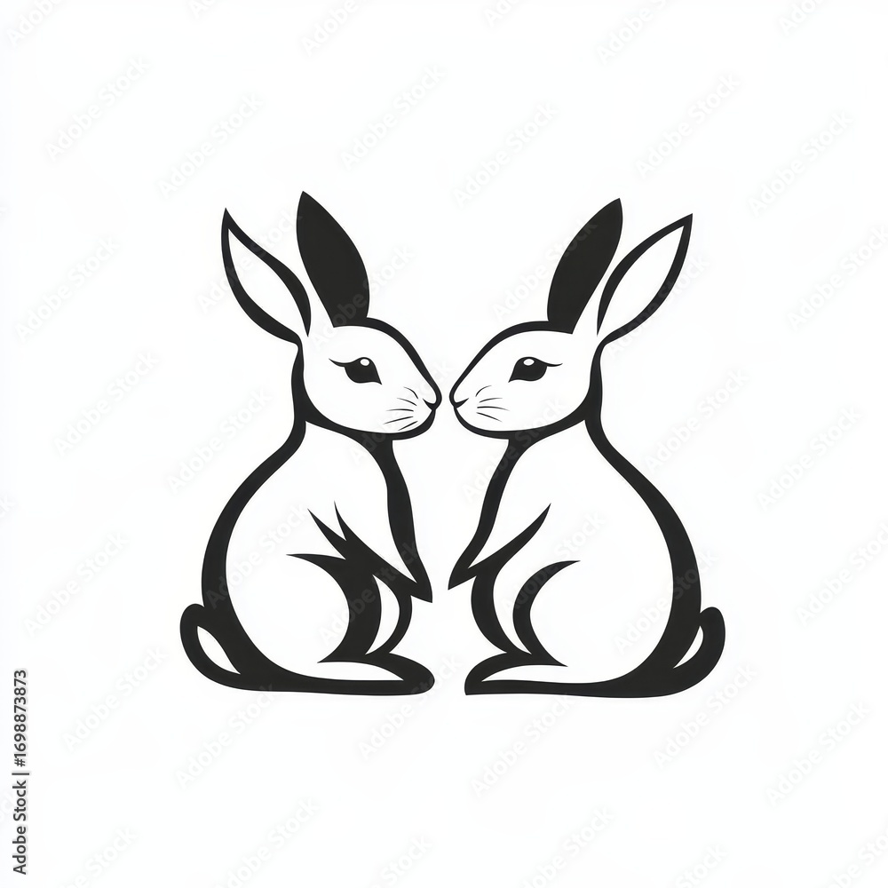 Obraz premium A contemporary depiction of a small adorable rabbit, isolated from its surroundings