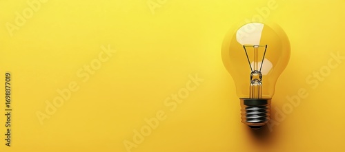 Lightbulb on a Yellow Background Illustrating Creativity and Innovation