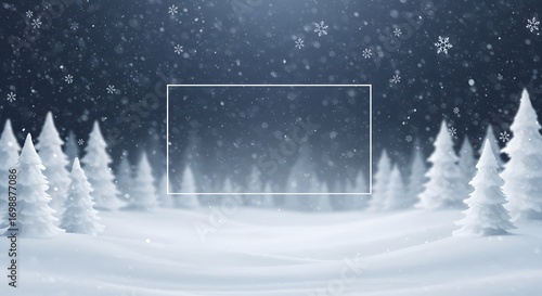 Black Friday winter theme with snowflakes and blank central area