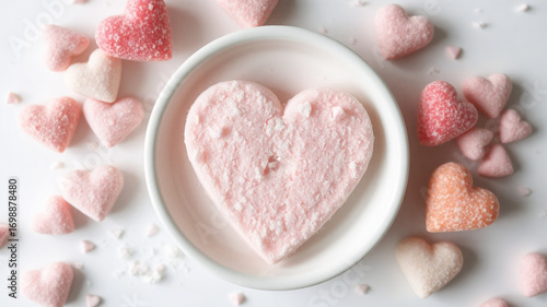 Pink heart shaped candy valentine's day treats dessert sweets love celebration romantic food photography