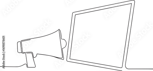 billboard continuous one continuous line art, Vector illustration, One line art, Line art graphic style.