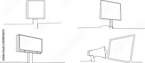Set of billboard continuous one continuous line art, Vector illustration, One line art, Line art graphic style.