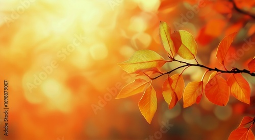 Golden Autumn Leaves Glow in Sunlight During Afternoon in Natural Woodland.