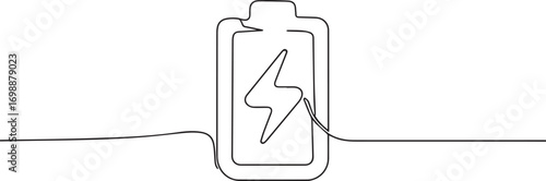 battery charging continuous one continuous line art, Vector illustration, One line art, Line art graphic style.