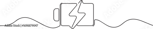 battery charging continuous one continuous line art, Vector illustration, One line art, Line art graphic style.