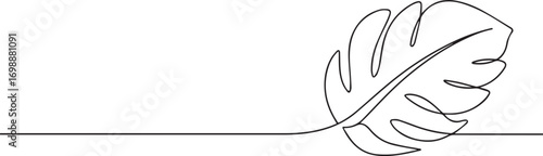 Monstera Leaf continuous one continuous line art, Vector illustration, One line art, Line art graphic style.
