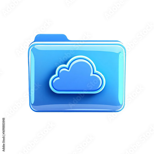 Folder icon with digital cloud symbol, isolated on a white background