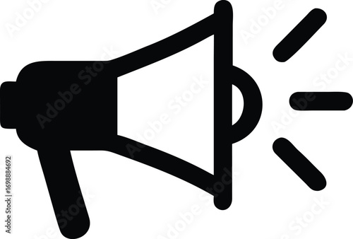 A minimalist vector silhouette of a white mega phone megaphone speaker
