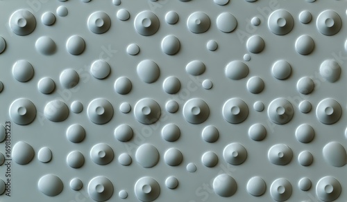 Grey Background Shows a Circular Pattern With Some Spheres and Some Capped Cy...