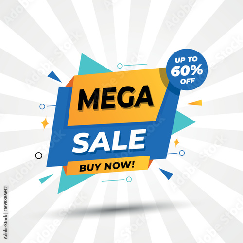 Mega Sale Promotional Banner with 60% discount