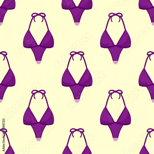 Seamless pattern of purple bikini tops