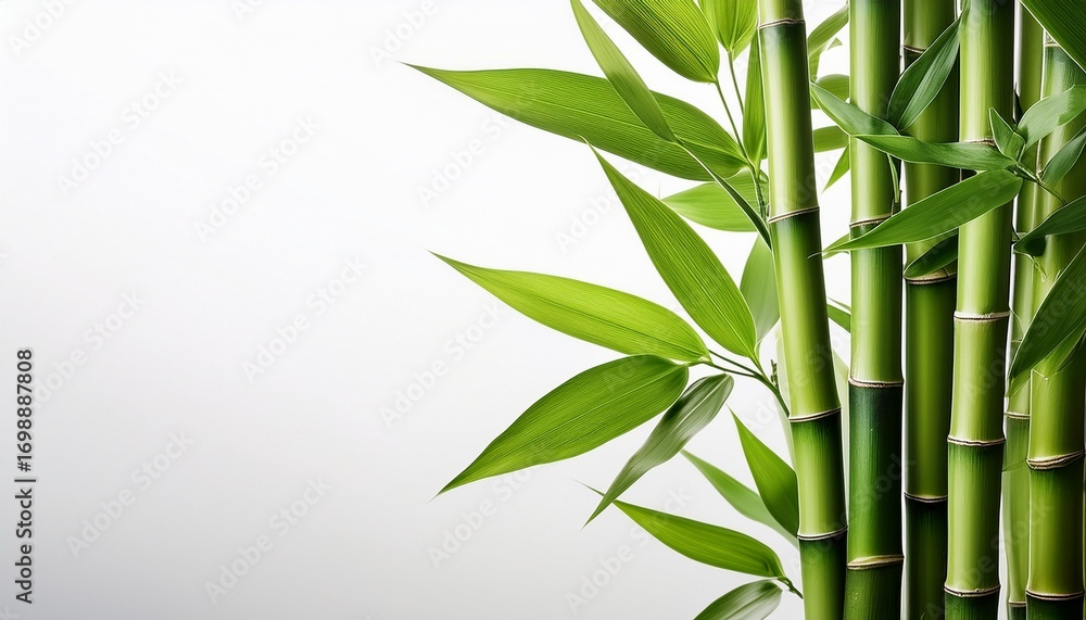 Fototapeta premium bamboo stalks with green leaves realistic lighting isolated on a pure white background