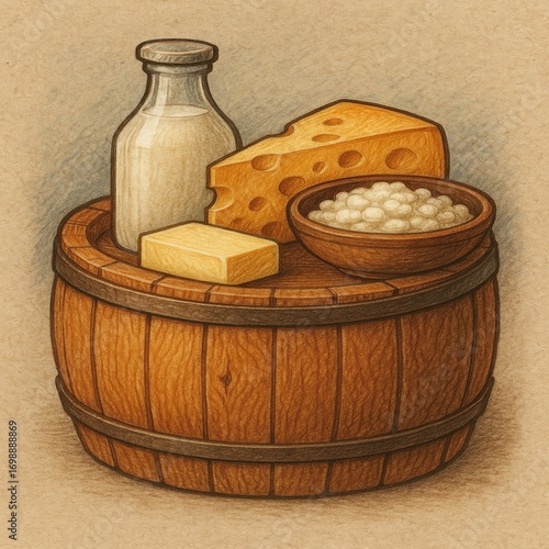 Dairy Illustration Rustic Food Concept