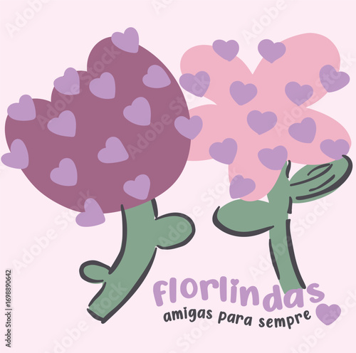 beautiful flowers friends forever meaning florlindas amigas para sempre, flower graphic with heart and text for toddler and baby agirls tee graphics pretty flowers.