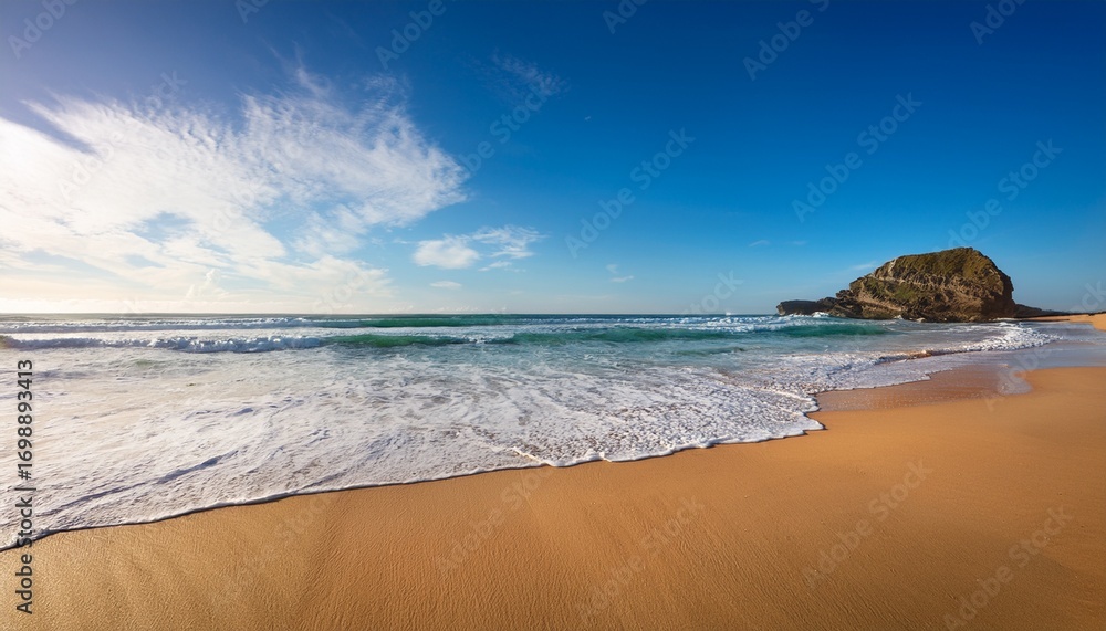 Obraz premium a picturesque beach scene at talsari with golden sands and gentle waves