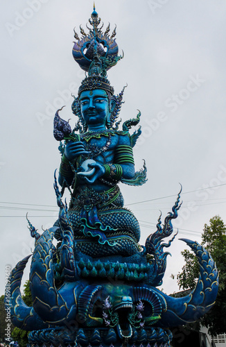 Fényképezés Blue temple Wat Rong Suea Ten stupa and pagoda in Thailand city Chiang Rai