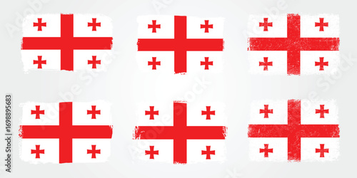 Grunge brush variations of the Georgia five-cross flag