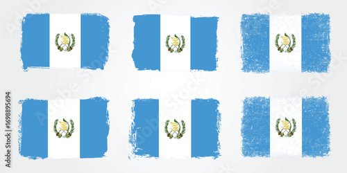 Grunge brush variations of the Guatemala flag emblem
