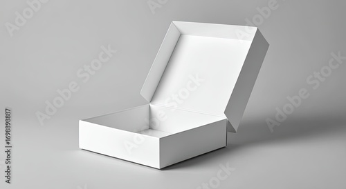 Open white box on gray background