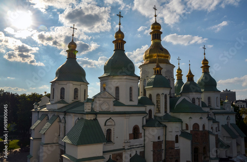 Konstfotografi Golden and green onion domes of a historic Orthodox cathedral Saint Sophia's in