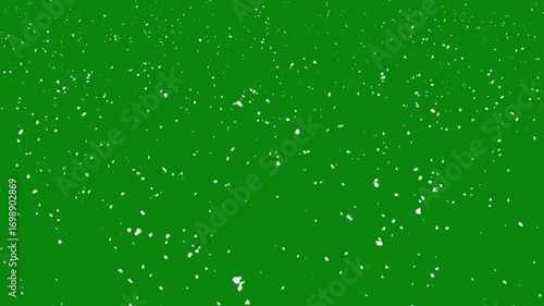 White Snowfall Effect animation on green screen background. Falling Snow Animation | Christmas & Holiday Video Overlay. Beautiful snow falling animation with seamless looping flakes.