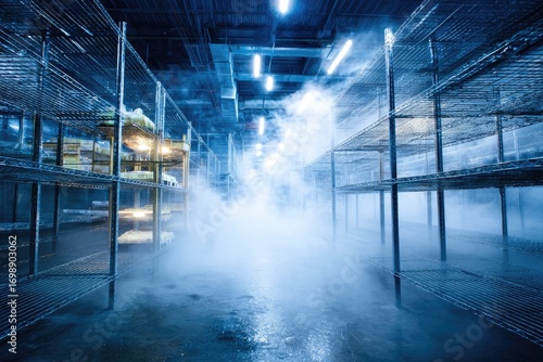 Industrial cold storage facility, foggy interior (1)