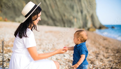 Mother and baby on beach (7)