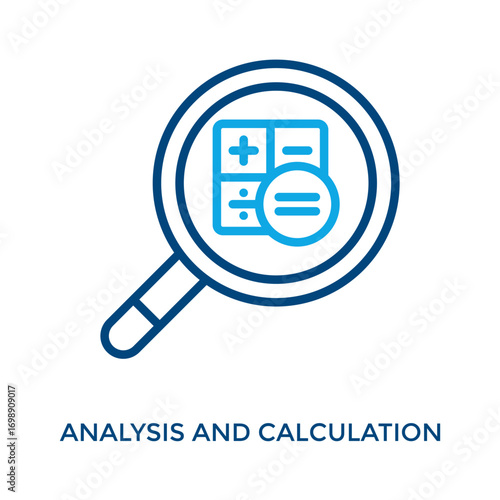 Analysis And Calculation Icon Outline Color Style. Vector Illustration For Graphic Design