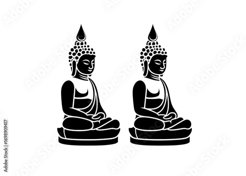 A meditative design is embodied in this modern illustration of a minimalist Buddha silhouette