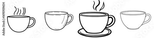 A simple line drawing illustration of a steaming mug of coffee, perfect for adding a touch of warmth and comfort to any design, is represented by the Warm Mug of Coffee
