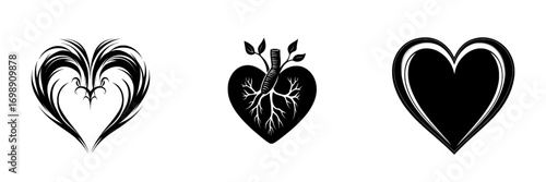The delicate black silhouette of a heart in the Ornate Heart Design is beautifully embellished with elegant swirls and dots, giving off a classic sense of love and beauty