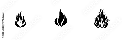 Fiery Abstract Flame’ embodies a bold, black silhouette of a stylized flame, encapsulating the essence of heat, passion, and energy, presented in a graphic and modern design that conveys intensity