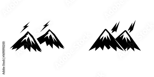 The Mountain Peak Icon represents a stylized illustration of a majestic mountain, embodying adventure, challenge, and summit pursuits, suitable for logos, branding, and outdoor designs