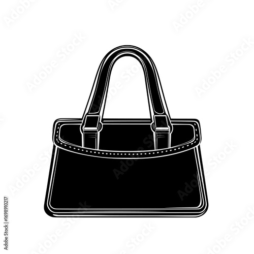 A simple yet elegant modern illustration of a classic handbag, perfect for fashion, retail, or lifestyle designs, is considered a classic handbag icon