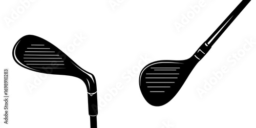 The minimalist silhouette of a golf club exudes elegance and precision, making it perfect for logo designs, sports branding, and visual representations