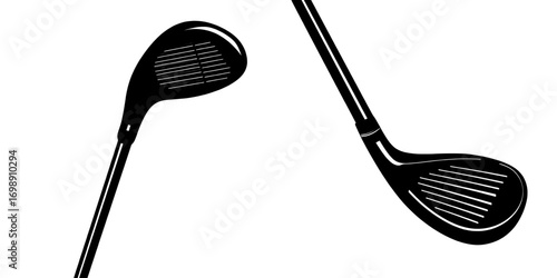 A minimalist golf driver icon, characterized by its sleekness and readiness for action, is perfectly suited for websites, apps, and marketing materials, thanks to its clean design and sharp lines