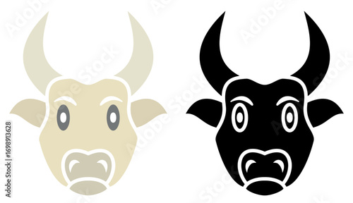 cow head icon, simple flat style, illustration, logo sign symbol pictogram template, for ui or ux isolated on white for mobile app, editable