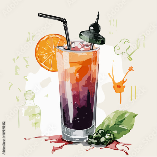 Dracula’s Bite Vector Cocktail Collection with Dark Layers and Spooky Halloween Garnishes